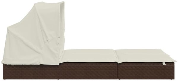 2-Personen-Sonnenliege | Gartenliege mit Dach Braun 213x118x97 Poly Rattan Bild 7