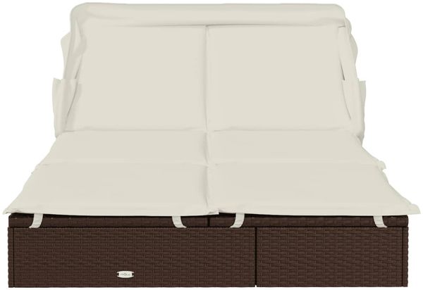 2-Personen-Sonnenliege | Gartenliege mit Dach Braun 213x118x97 Poly Rattan Bild 6