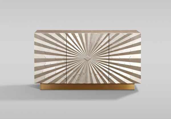 Livin Hill Kommode Stilig ST802, Originelle Kommode in Champagnergold mit Parametrischer Front im Origami-Stil