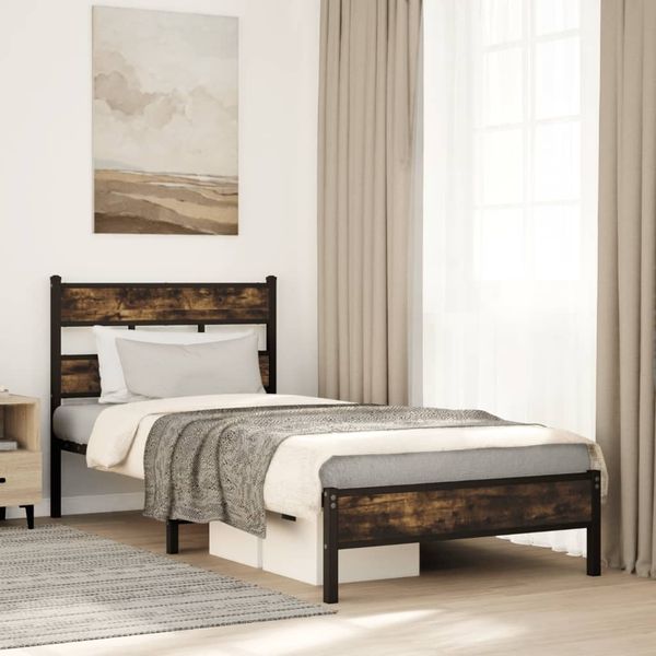 vidaXL Bettgestell ohne Matratze mit Kopfteil Sonoma-Eiche 75x190 cm 4017190