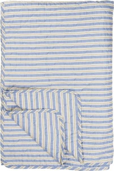 Ib Laursen Decke Quilt Blau mit weißen und braunen Streifen (130x180cm) 07965-13