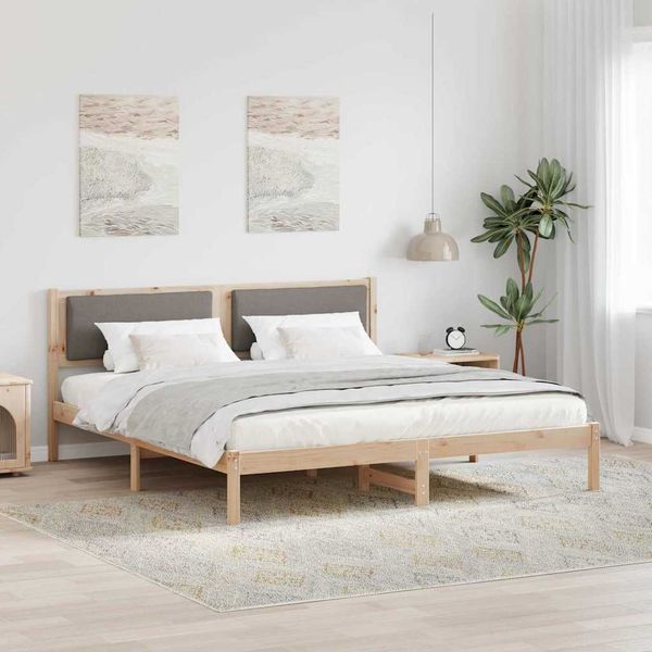vidaXL Bettrahmen mit Kopfteil Taupe 180 x 200 cm Massives Kiefernholz 878102