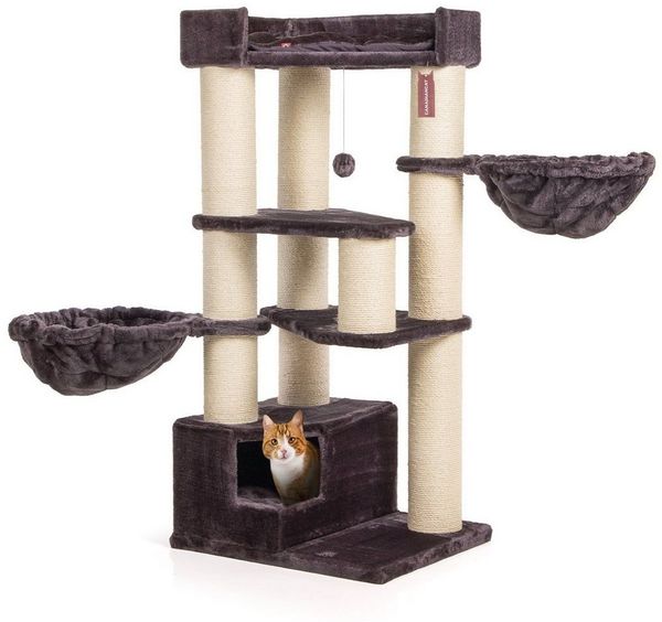 Canadian Cat Company Kratzbaum Vancouver, Sisalstamm Ø15cm, Kratzstamm für Katzen, ca. 65x55x140cm, anthrazit