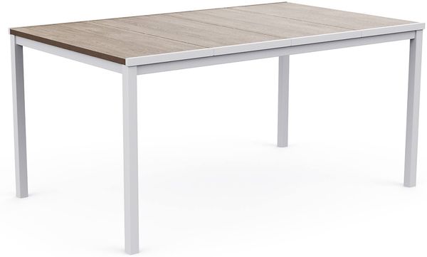Dmora Gartentisch Sarnia, Picknickbasis, Garten-Esstisch, Mehrzweck-Außenbank, 159x95 h75 cm, Eiche und Weiß