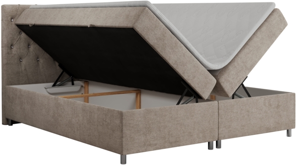 Boxspringbett Doppelbett Polsterbett Kunstlederbett mit Bettkasten - ROMA - 140x200cm - Beige Stoff - H3 Bild 4
