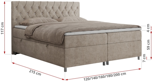 Boxspringbett Doppelbett Polsterbett Kunstlederbett mit Bettkasten - ROMA - 140x200cm - Beige Stoff - H3 Bild 5