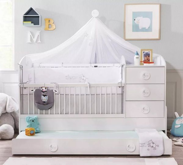 Möbel-Zeit Babybett BABY COTTON mitwachsendes Babybett, 80x180 cm Babybett das mitwächst