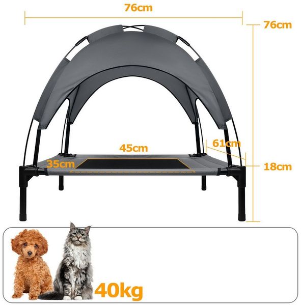 FIVMEN Hundebett Erhöhtes Haustierbett mit Dach für Außen und Innen, Grau, 3 Grössen: M/L/XL Bild 2