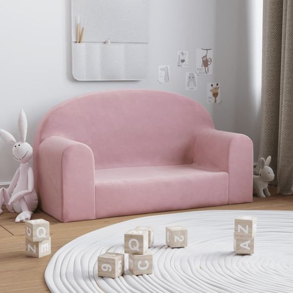vidaXL Kindersofa 2-Sitzer Rosa Weich Plüsch 357015