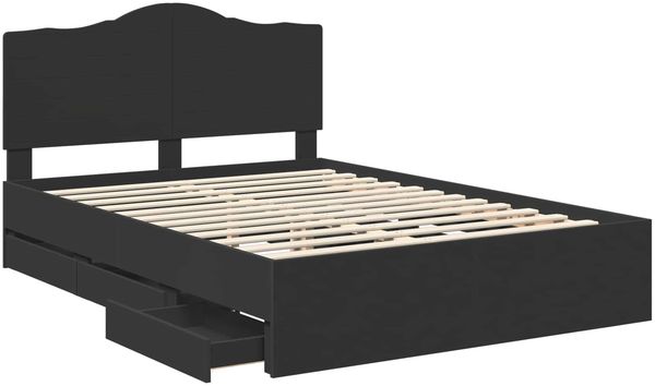 vidaXL Bettrahmen mit Schubladen Schwarz 140 x 200 cm Ingenieurs Holz 3413409 Bild 5