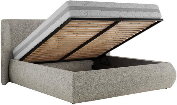 Polsterbett mit Lattenrost, Doppelbett Bettkasten, Bettgestell mit Gasdruckfeder - CAELA CLASSIC - 200 x 200 cm - Hellgrau Struktur Bild 6