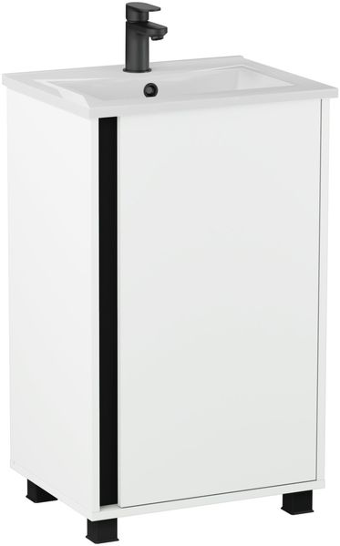 BADEDU LULE Gäste WC Waschtisch Set 51 cm breit, Weiß, Waschbecken Keramik Weiß, mit Füßen
