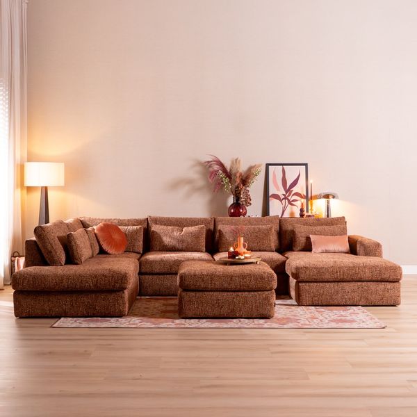 Bronx71 U-Sofa Kyle 6-Sitzer Chenille rot