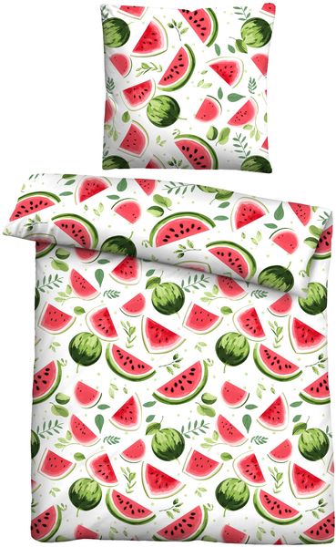 Traumhaft schlafen - Castell - Markenbettwäsche Baumwoll Renforce Bettwäsche 0040798 WASSERMELONE, rot, 1x 135x200 cm + 1x 80x80 cm
