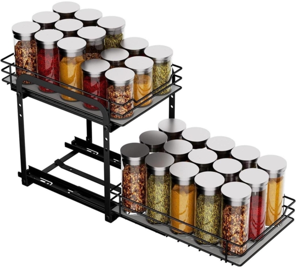 Gewürzregal Ausziehbar Küche Schrank Organizer 2 Etagen Gewürzaufbewahrung