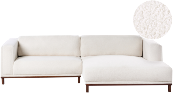 Ecksofa 4-Sitzer VENG Bouclé Cremeweiß linksseitig