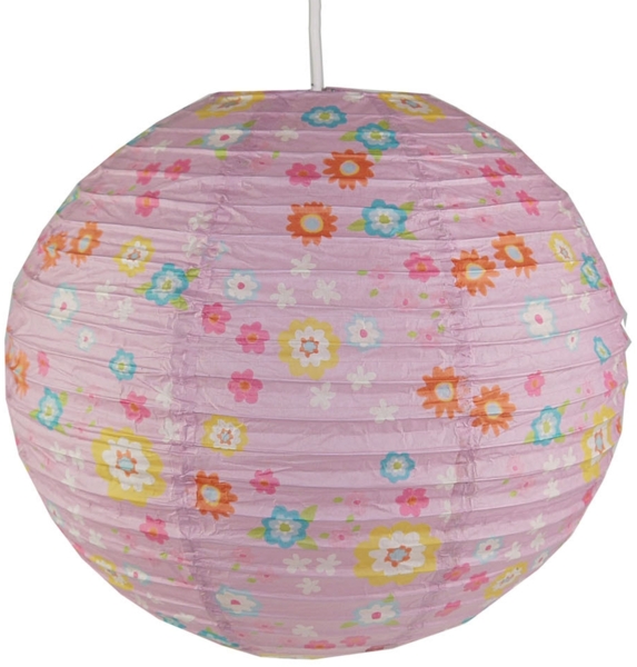 Papier Lampenschirm fürs Kinderzimmer mit fröhlichem Blümchen Muster Ø 40cm