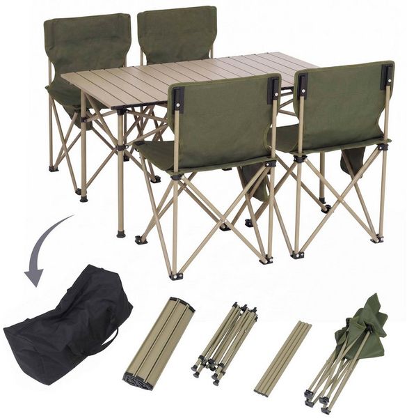 MCW Sitzgruppe MCW-Q39, (5-tlg), Integrierte Seitentasche am Stuhl