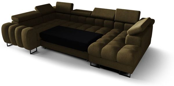 Wohnlandschaft Schlafsofa BASTIEN RELAX in Stoff Moly Hellgrau Ottomane Rechts Bild 3