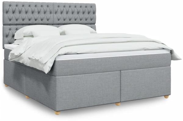 vidaXL Boxspringbett mit Matratze Hellgrau 180x200 cm Stoff 3291366