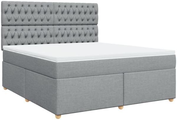 vidaXL Boxspringbett mit Matratze Hellgrau 180x200 cm Stoff 3291366