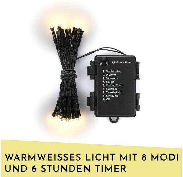 Nordstern LED-Lichterkette WarmWeiß von 24 bis 1.200 LED Weihnachtsdeko für Innen und Außen, Batteriebetrieben 24 LED - 1,8 m für Weihnachtsbaum
