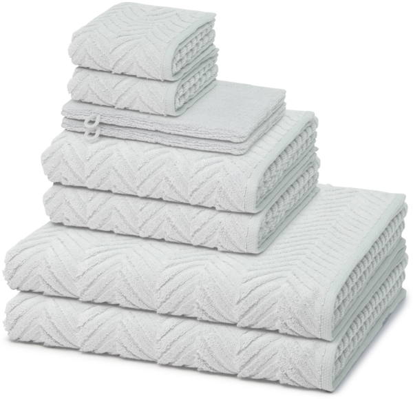 Ross Sensual Skin Zopf 8 tlg. Frottier-Set - 2 X Handtuch (50 X 100cm), 2 X Duschtuch (75 X 140cm), 2 X Gästetuch (30 X 50cm), 2 X Waschhandschuh (16 X 22cm) - 500 g/m2 - Chrom