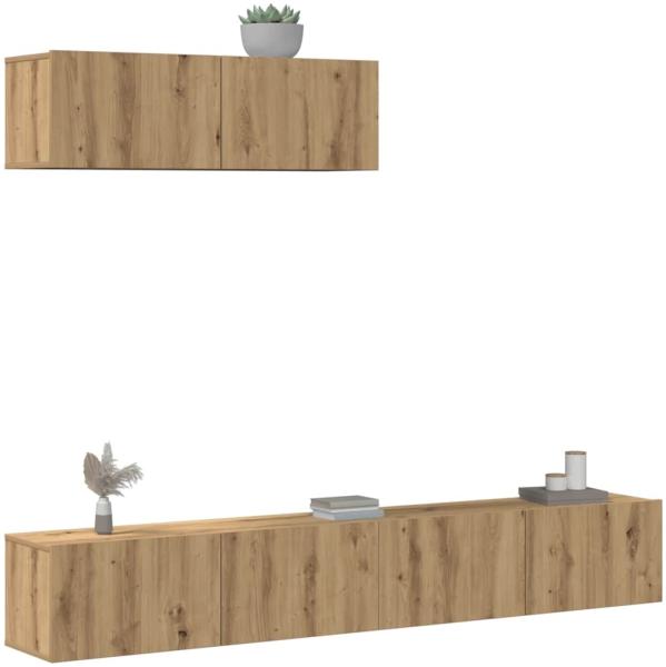 vidaXL 3-tlg. TV-Schrank-Set Wandmontage Artisan-Eiche Holzwerkstoff 3329206