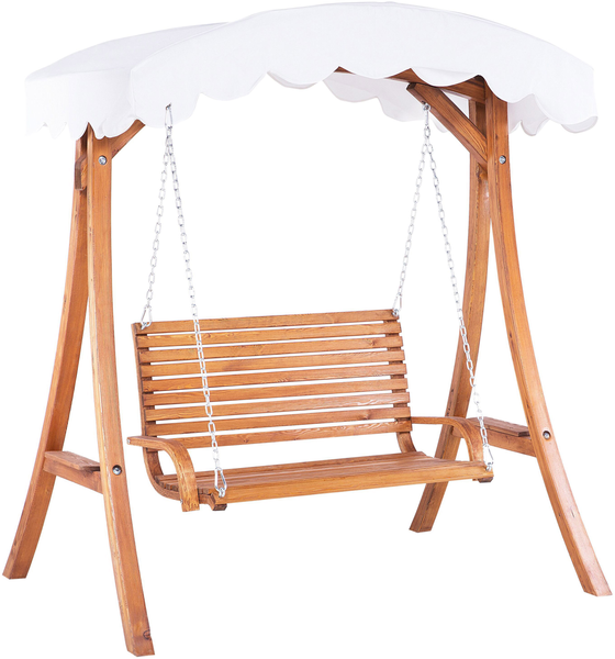 Beliani 'ANDRIA' Hollywoodschaukel, Lärchenholz dunkler holzfarbton, 164x128x188 cm