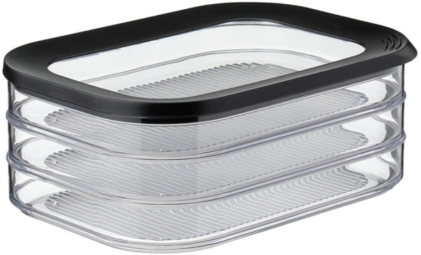 Mepal | Aufschnittdose Modula 3-lagig | Nordic Black | 1650 ml | ideal zur Aufbewahrung von Wurst und Fleischwaren | 3 separate Behälter | spülmaschinenfest
