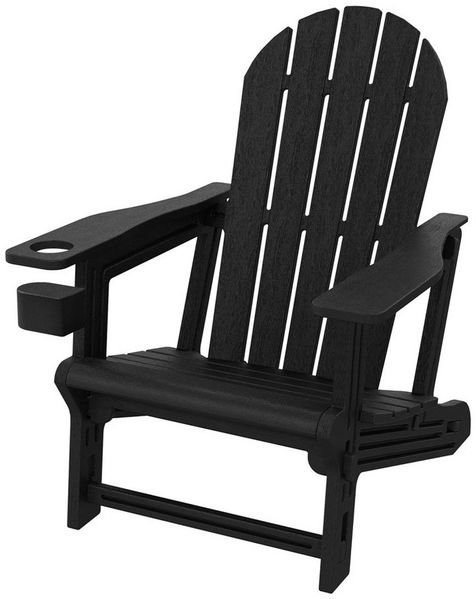 ML-DESIGN Gartenstuhl Adirondack Stuhl Kunststoff-Holzoptik Loungestuhl mit Getränkehalter, Gartensessel bis 180kg wetterfest Loungesessel für Garten & Terrasse