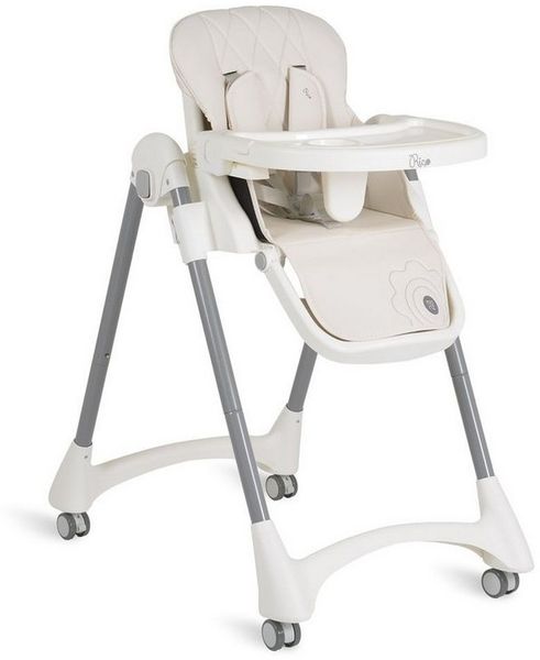 Moni Kinderhochstuhl Rico klappbar, höhenverstellbar, Doppeltablett, Räder, Gurt weiß