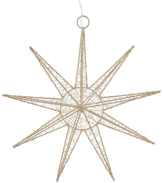ECD Germany LED Stern Weihnachtsstern Weihnachten Schneeflocke Weihnachtsdeko Fensterdeko, LED 30cm warmweiß Gold batteriebetrieben Metall mit Timer
