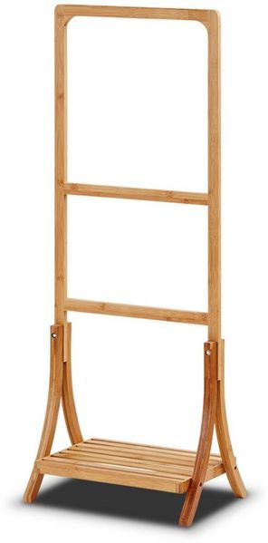 KHG Herrendiener aus Bambus Echtholz für Kleidung, (Stummer Diener, Sackohalter mit Hosenbügel sowie Schuhablage)