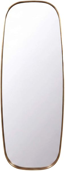Wandspiegel Glas 122x46cm Gold Oval - Design Flurspiegel - Großer Hängespiegel mit Metall Rahmen - Schlafzimmerspiegel Modern - Deko Spiegel Handmade
