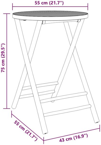 vidaXL Gartentisch Klappbar Ø55x75 cm Bambus 365881 Bild 8