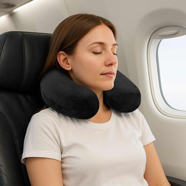 vidaXL Reisekopfkissen für den Nacken Schwarz Viscoschaum 42012701
