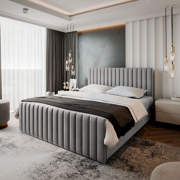 Masseno Boxbett ARION 160x200 cm mit Bonell Matratze und Topper, Doppelbett, Polsterbett mit Kopfteil, Boxspringbett