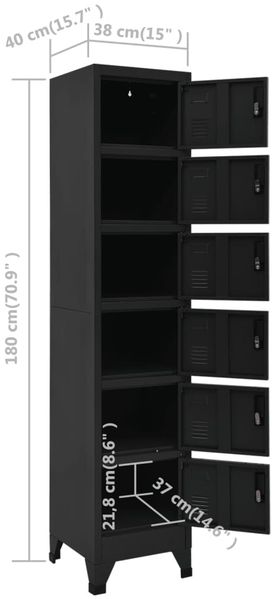 vidaXL Schließfachschrank Schwarz 38 x 40 x 180 cm Stahl [339794] Bild 8