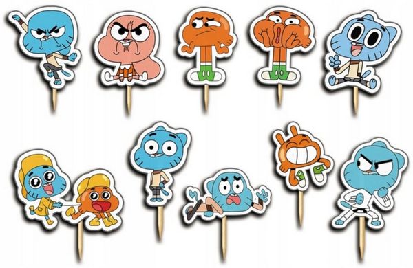 Festivalartikel Tortenstecker Torten Topper Set Gumball 10x Kuchendeko Geburtstag Kinder, (1-tlg)