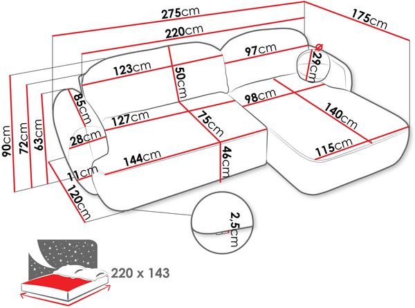 Mirjan24 'Mojato' Ecksofa mit Bettkasten und Schlaffunktion, Bouclé beige, 90x175x275 cm, Rechts Bild 8