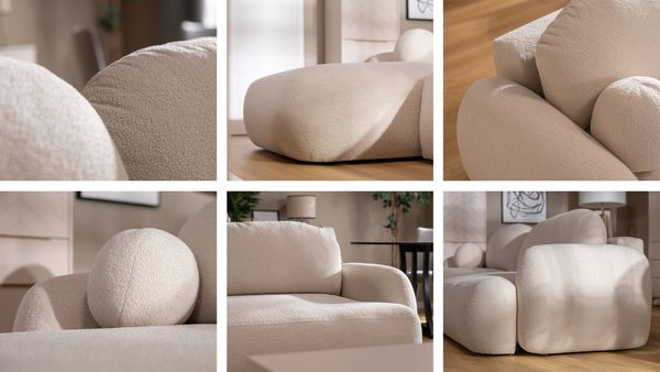 Mirjan24 'Mojato' Ecksofa mit Bettkasten und Schlaffunktion, Bouclé beige, 90x175x275 cm, Rechts Bild 5