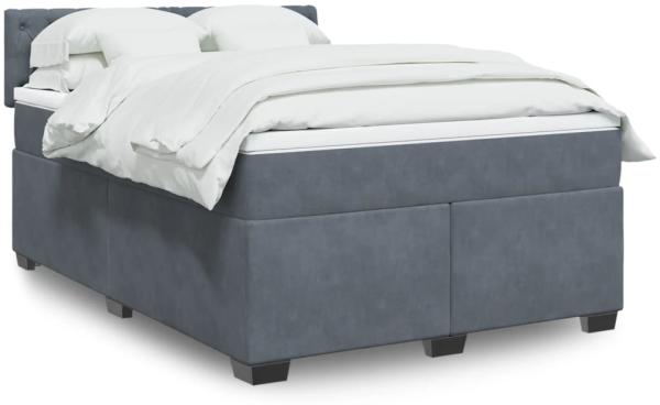 vidaXL Boxspringbett mit Matratze Dunkelgrau 140x190 cm Samt 3286313