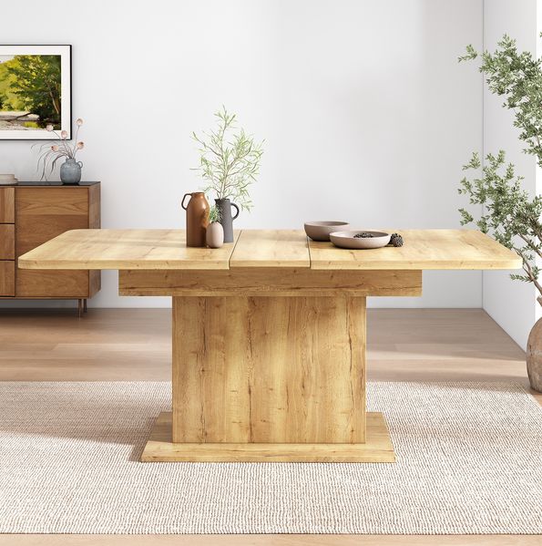 Esstisch ausziehbar, L110-130cm, Natur, mit Stauraum, platzsparend, B70xH75 cm