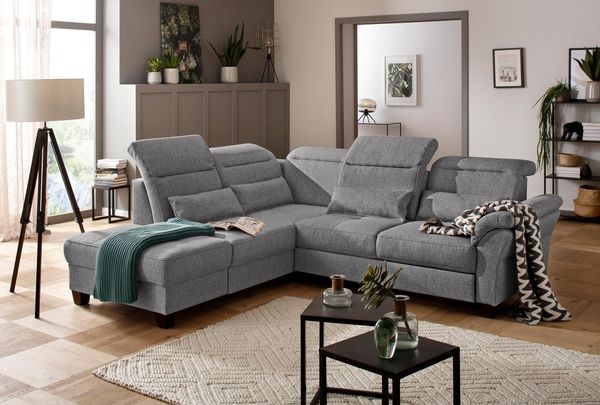Home affaire Ecksofa Solvei L-Form, wahlweise auch mit Kopfteilverstellung und Bettfunktion, Federkern