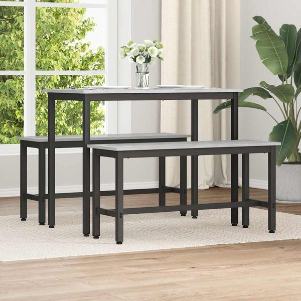 vidaXL Esstischbank 2 pcs Graues Sonoma 100 x 32,5 x 48,5 cm 873757