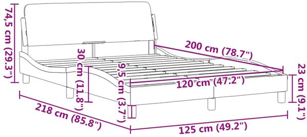 vidaXL Bettgestell "Dover" Schwarz 120x200 cm Stoff 373147 Bild 9
