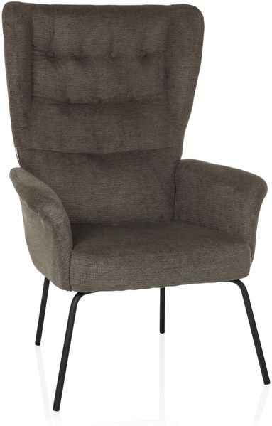 hjh LIVING Relaxsessel mit Stoffbezug HAVENIO Ohrensessel Polstersessel bequem gepolstert für Wohnzimmer Schlafzimmer, Dunkelgrau