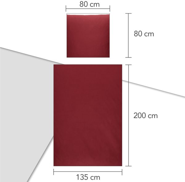 La Vida Satin Bettwäsche Set Uni mit Deckenbezug in 135x200 cm + Kissenbezug 80x80 cm in WEINROT aus Baumwolle + Reißverschluss | ÖkoTex Zertifiziert | seidig Glatte Schlafzimmer Einrichtung