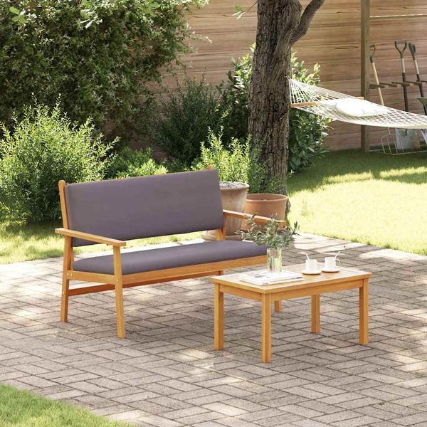 vidaXL Gartenbank mit Kissen Anthrazit Massivholz Akazie 4106582